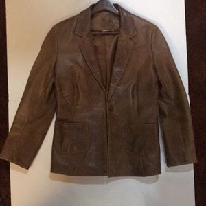Olly Brown Leather Jacket- - L vintage